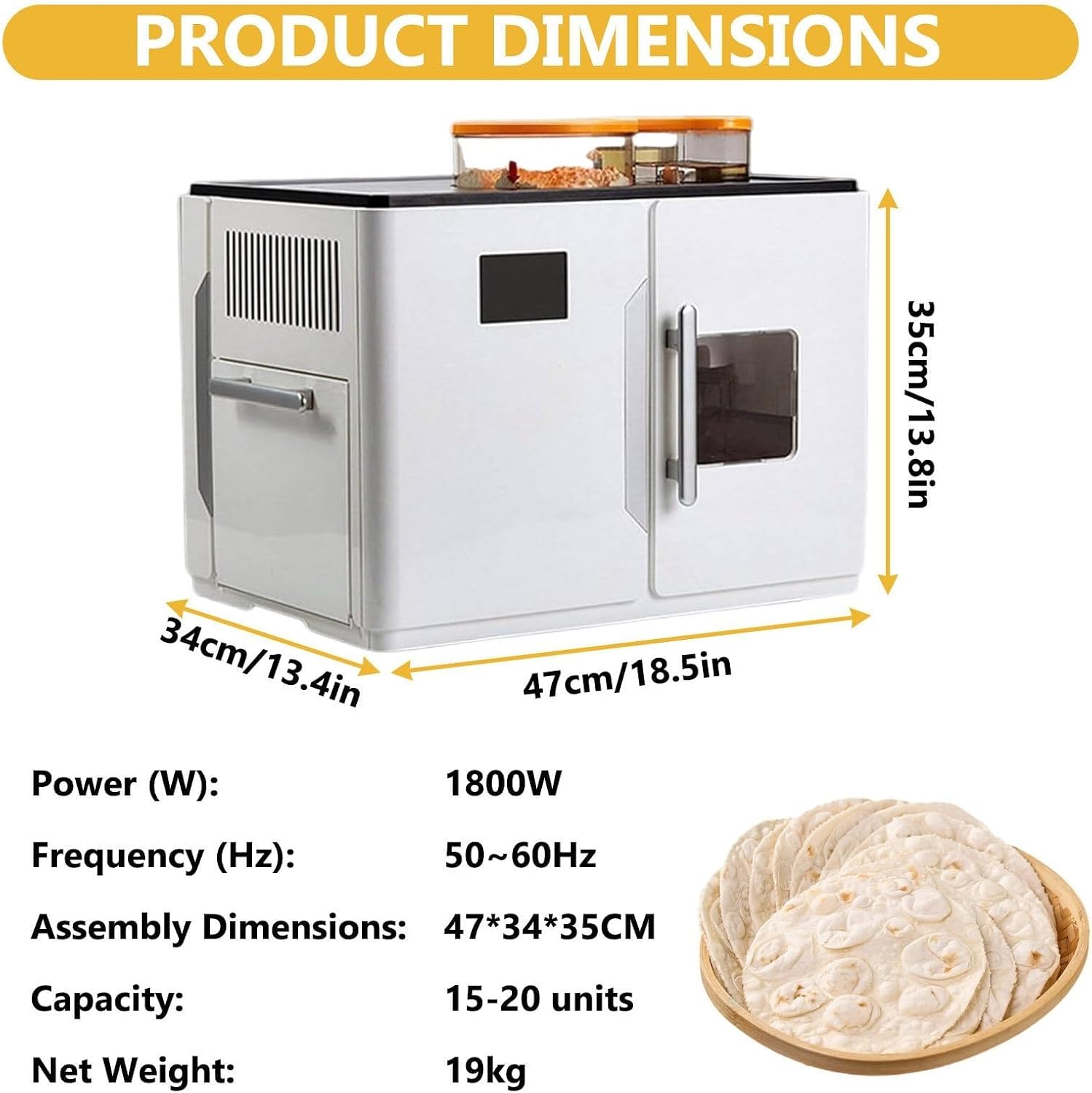 Automatic Roti Maker Machine, Electric Chapati Maker, Button Controls System, Batch Production Capacity, Adjustable Toasting Level, for Home Kitchen and Small Restaurant Use
