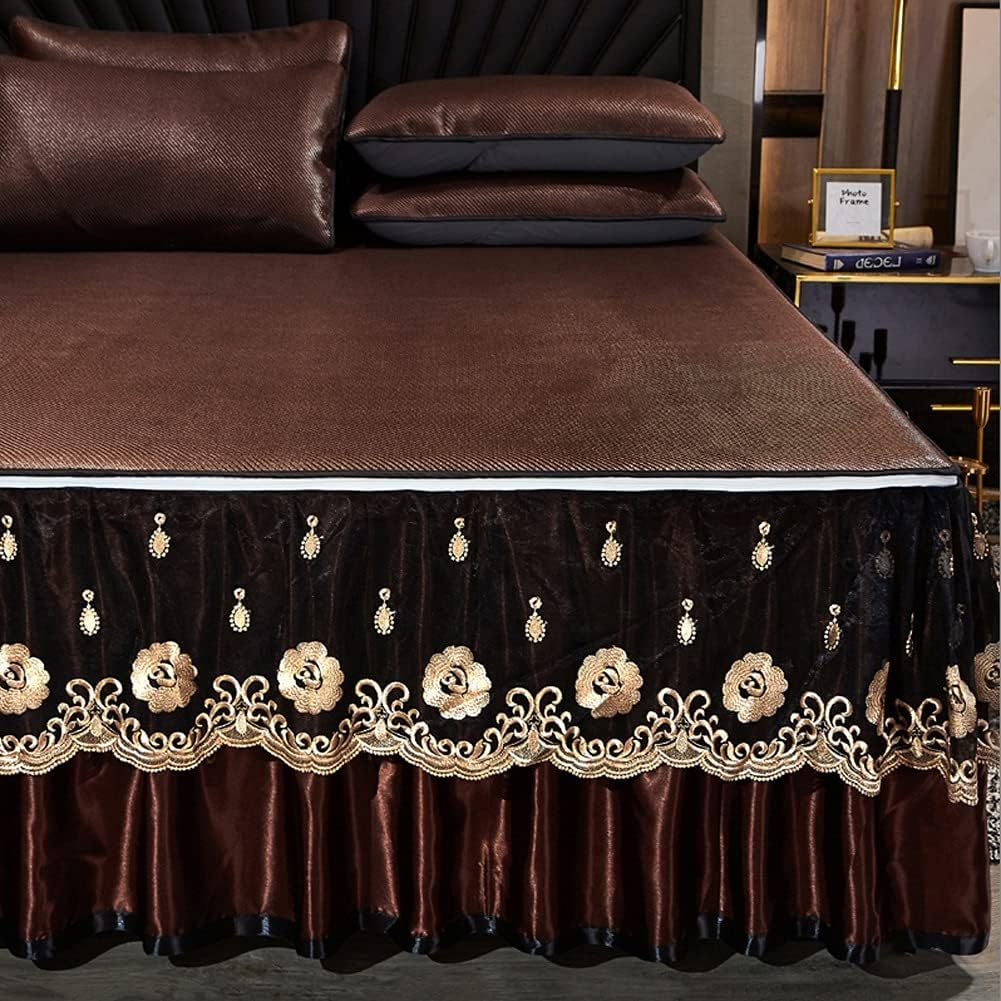 Bamboo Fiber Mat Three-Piece Hine Washable Folding Summer Naked Sleeping Ice Silk Mat Air-Conditioned Soft Mat (Colour: Brown, Size: 2m Bed) (Brown 2m Bed)