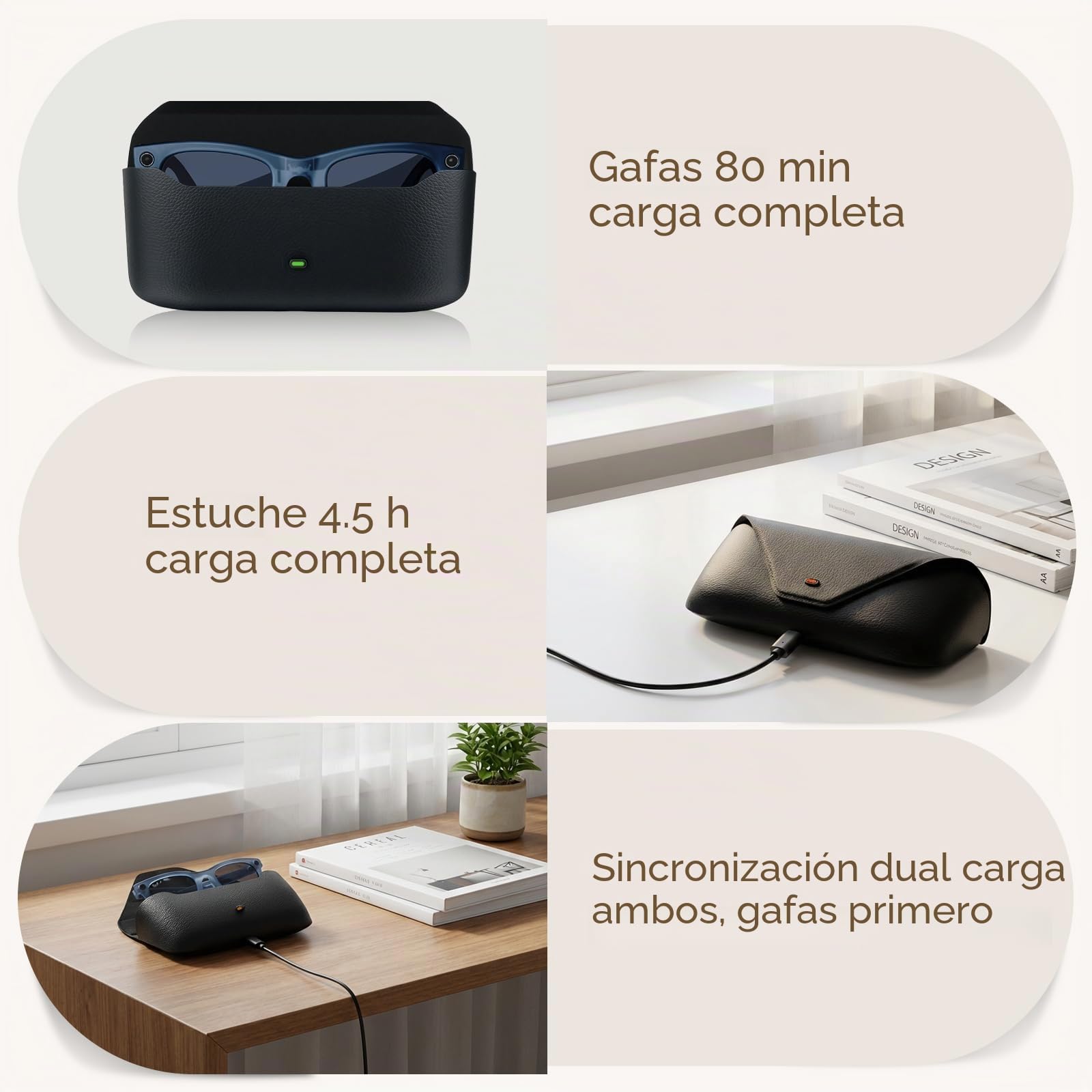 Funda de carga para gafas Smart AI, compatible con Ray-Ban Meta Wayfarer/Skyler/Headliner, estación de carga de repuesto Oakley Meta HSTN, indicador LED