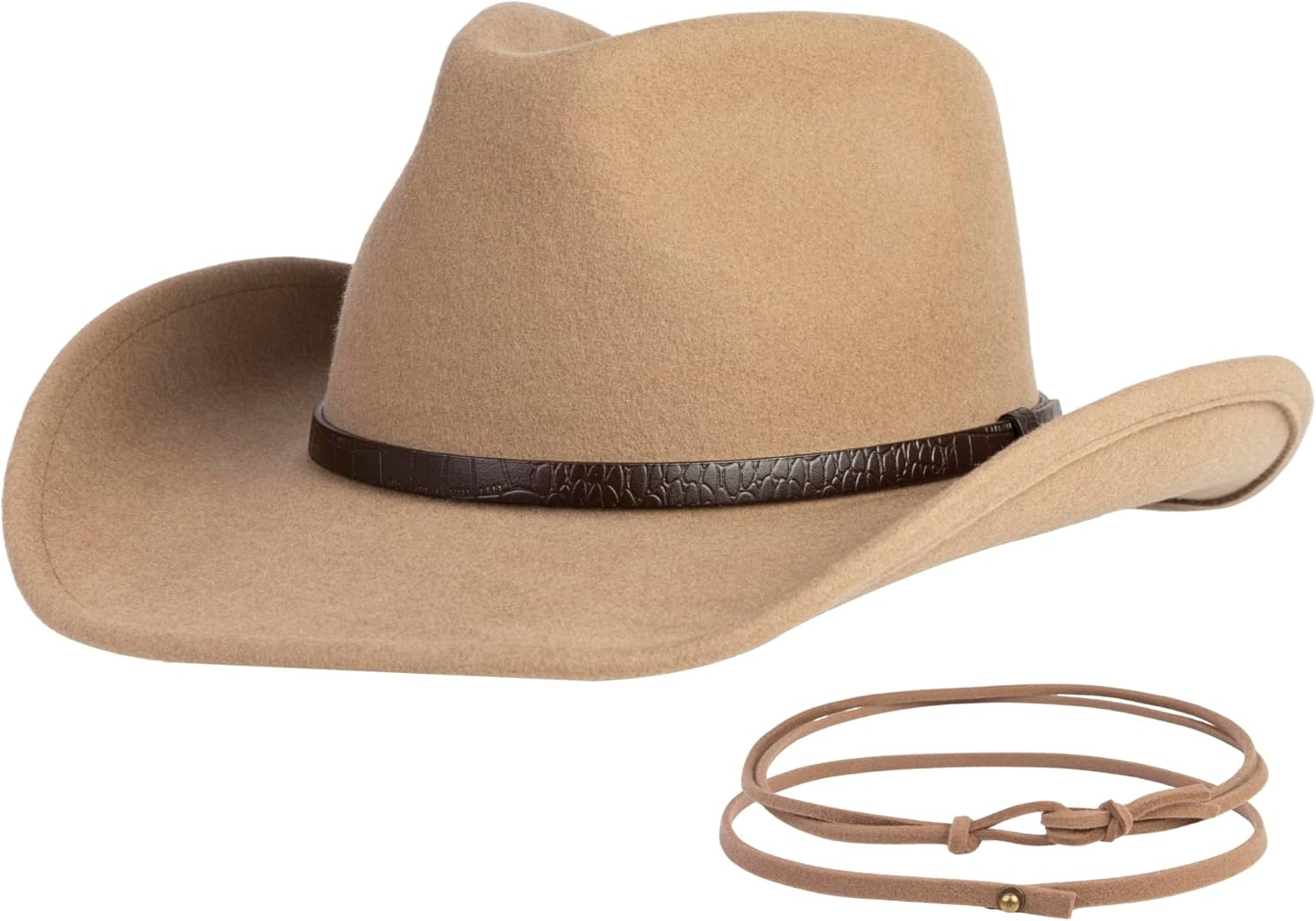 MIX BROWN Cowboy Hat Water-Resistant Felt Hats 100% Wool Wide Brim Western Panama Rancher Hat for Women Men