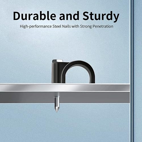 Miniatura 3 de Clips para cables, 400 unidades, 0.157 in, 0.236 in, 0.315 in, 0.394 in, clips de pared de alambre con clavos de acero, clips organizadores de