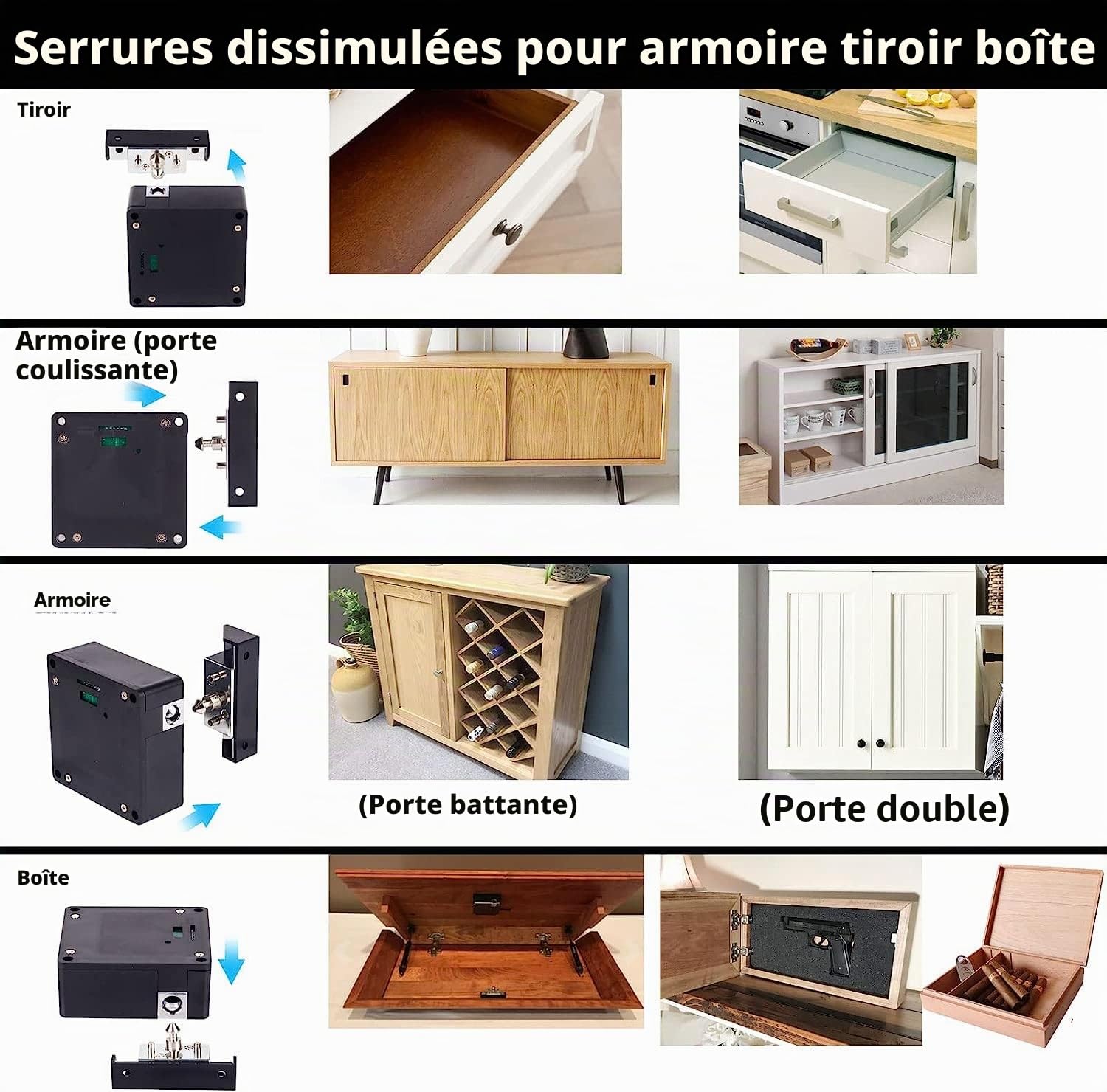 Serrure d'armoire RFID, serrures électroniques NFC intelligentes pour tiroir, serrure à carte cachée pour armoire en bois, garde-manger, meubles (Android iOS)