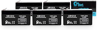 5 Pack Replacement for SBS S1213 Battery - Replacement UB1213 Universal Sealed Lead Acid Battery (12V, 1.3Ah, 1300mAh, F1 Terminal, AGM, SLA) - Includes TWO F1 to F2 Terminal Adapters
