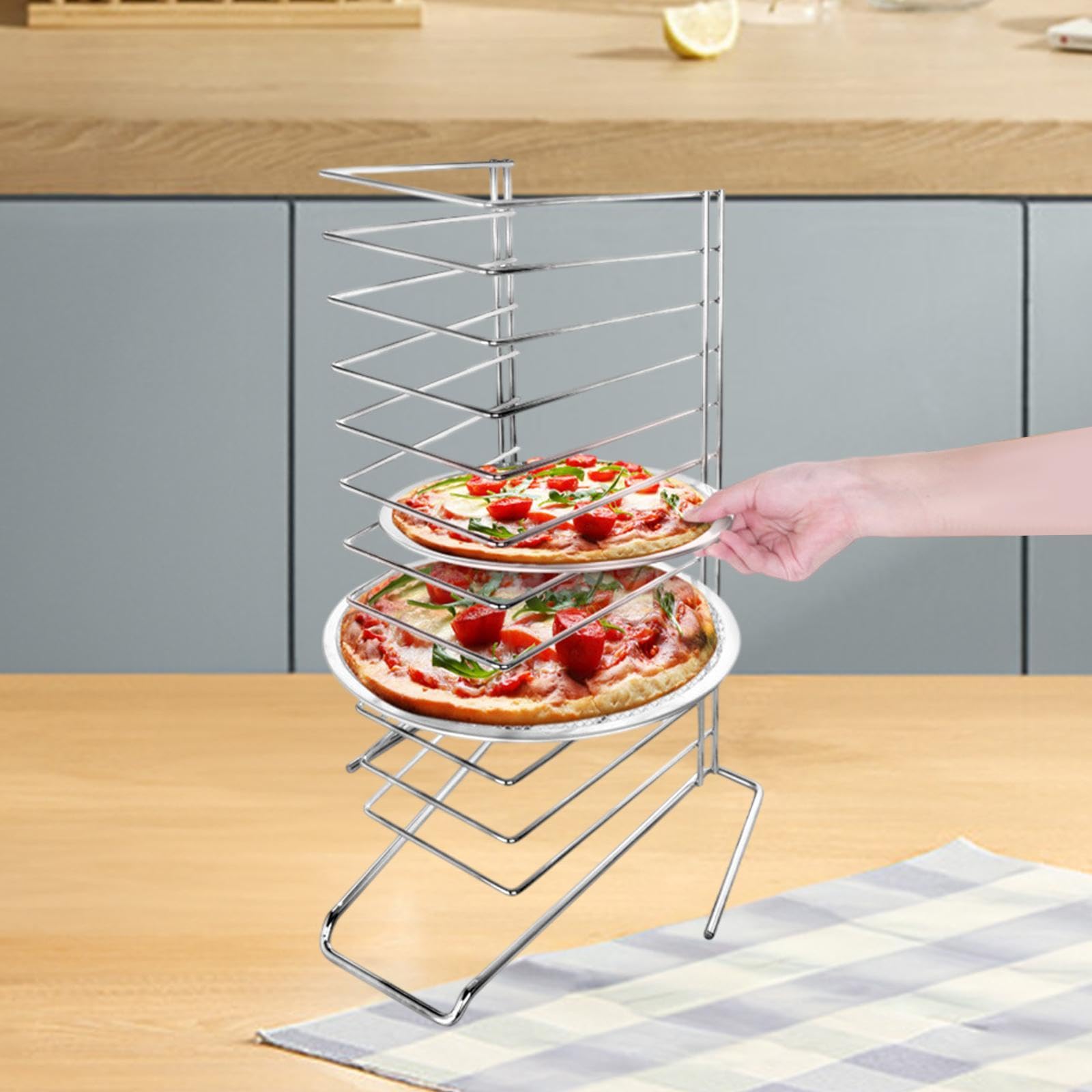 Vassoio refrigerante per pizza a 11 livelli e espositore in ferro Sto per campeggio, ristoranti, nic e catering, perfetto per arrostire e servire pizze calde