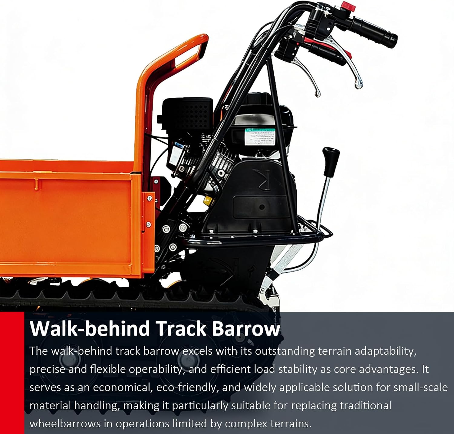 Track Barrow, Briggs and Stratton CR950, 6.5 hp 208cc, 660 lb, Capacity, Convertible Sides, 3F+1R