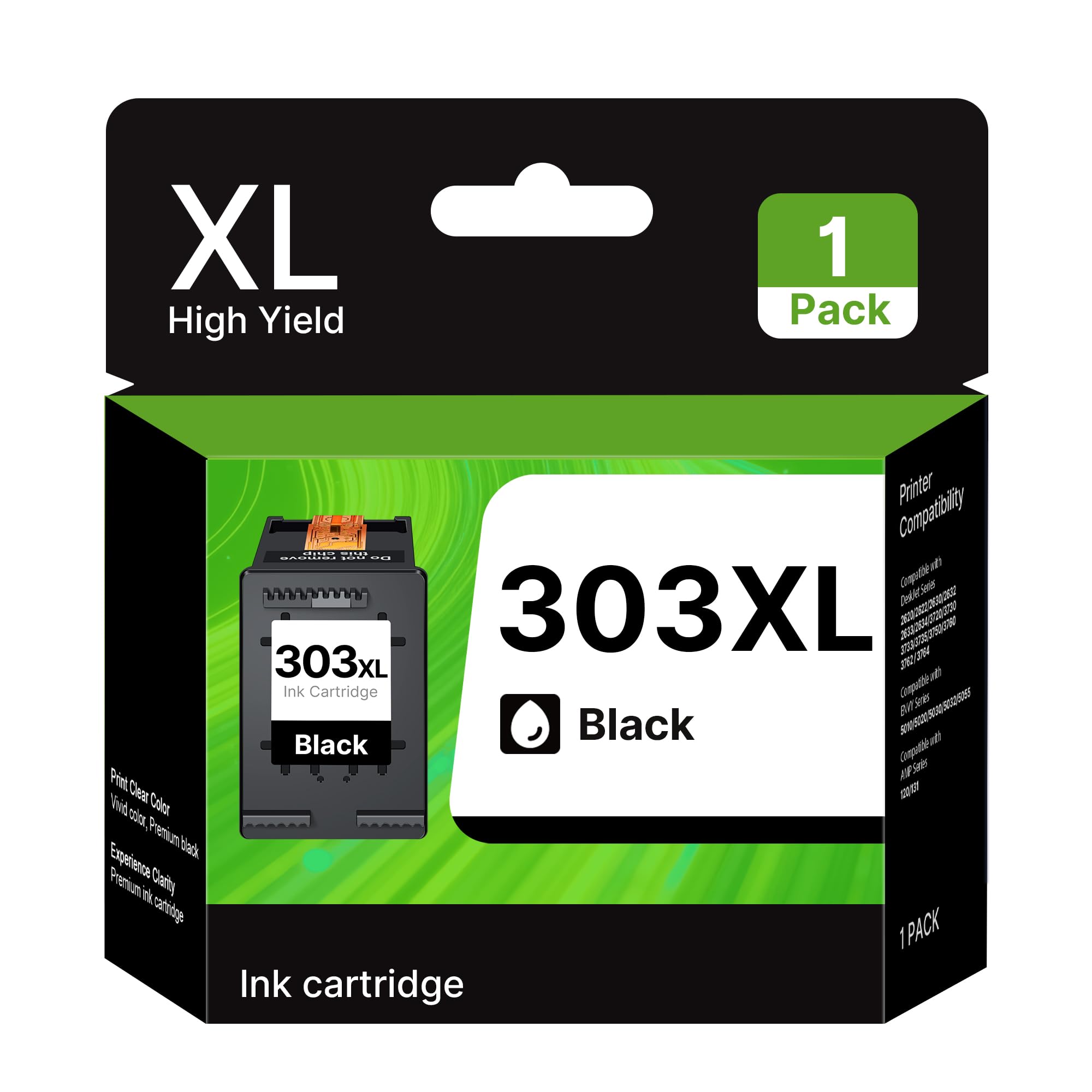 303XL Nero Cartuccia Sostituzione per HP 303 Nero per cartucce HP 303 XL per HP Envy Photo 6230 6232 6220 7134 7830 7130 6234 7100 7800 7834 7120 7132 7137 7820 (Nero, 1-Pack)