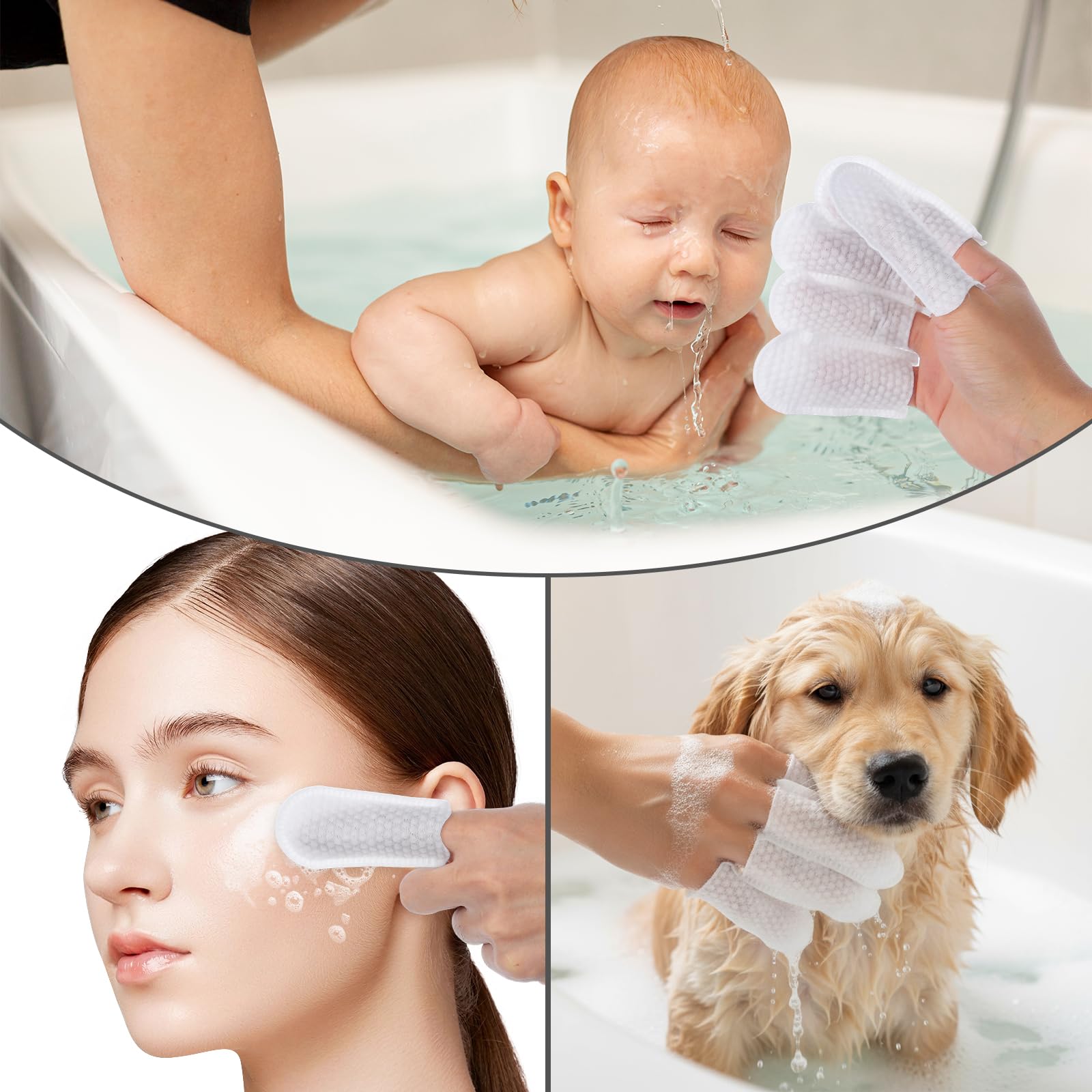 100 Pcs Cotton Finger Cots Dog Ear Wipes for Pet Ear Cleaning Cloth Finger Cots Fingers Covers Fingers Gloves Disposable for Nails Cleaning Dog Cat Teeth Cleanings Grooming Nail Trimming Precise Tasks - image 7