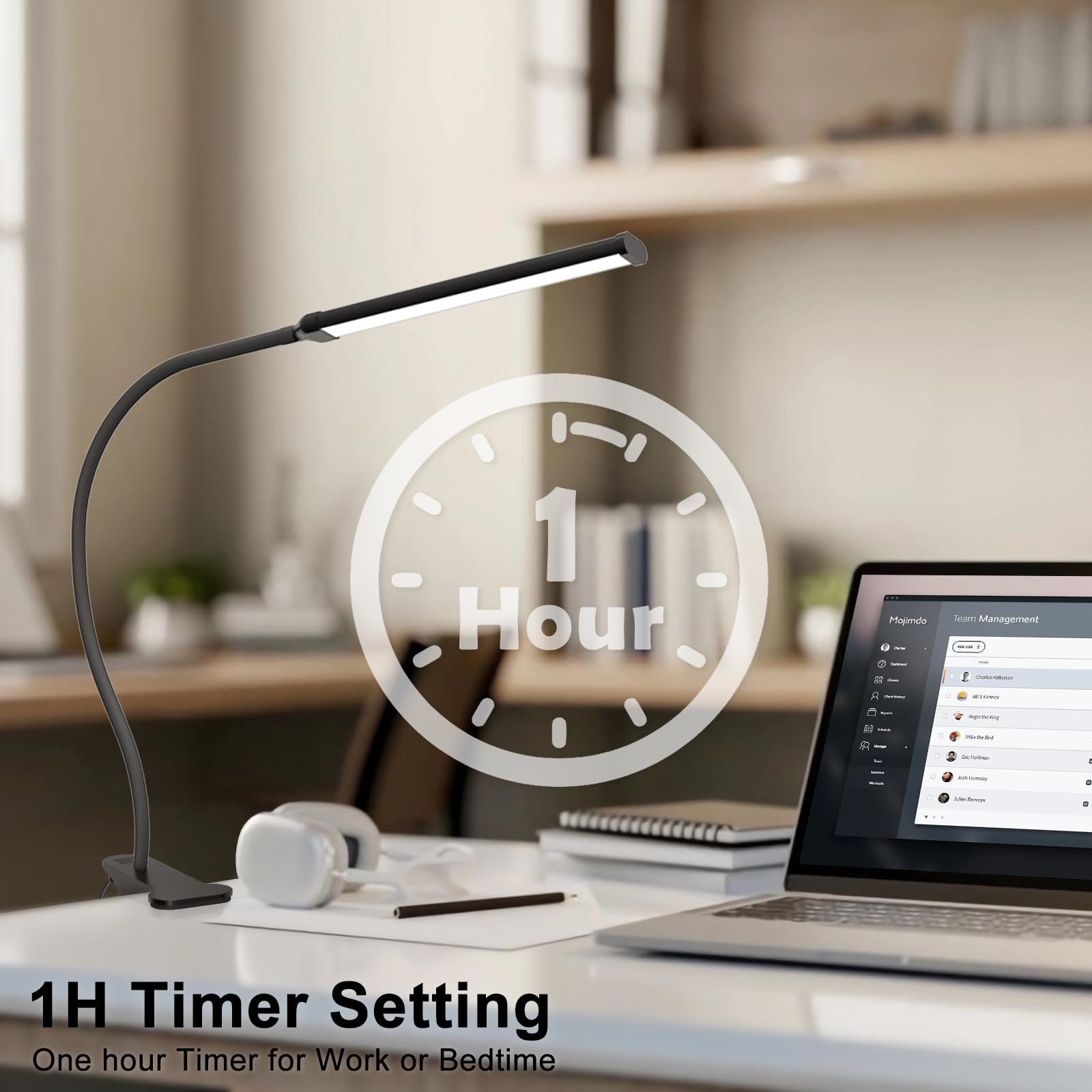 Mojimdo Lampada da Scrivania 77 LED con Telecomando [Potere Illuminante Notevole] 40CM Lampada con Pinza, 3 colore &10 Livelli di Luminosità Lampada da Lettura 360° Flessibile con Caricatore USB