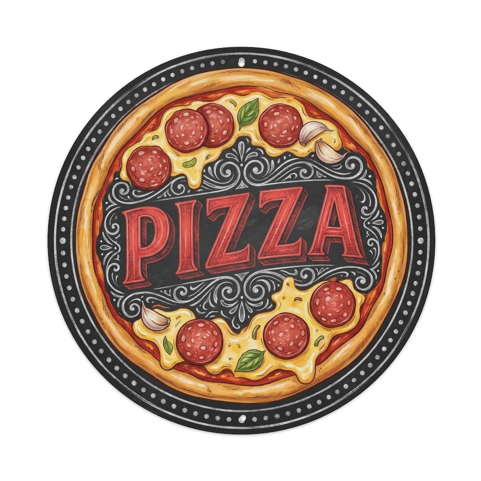 Salami Cheese Pepperoni Pizza Italian Cuisine Metal Tin Sign