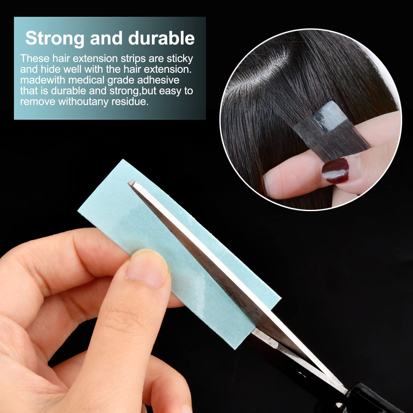 2 rollos de cinta adhesiva para extensiones de cabello, 3 m × 2 cm, fuerte fuerza adhesiva, resistente al agua, cinta adhesiva de repuesto para extensiones y pelucas