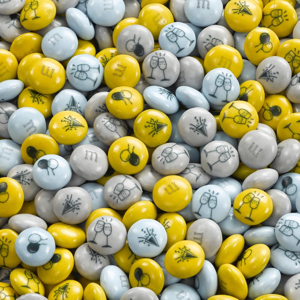 M&M'S COLLECTION Choco Coffret 400g Célébration - Bonbons Chocolat au Lait Imprimés Crème, Jaune et Bleu, parfaits pour Fête, Anniversaire, Célébration