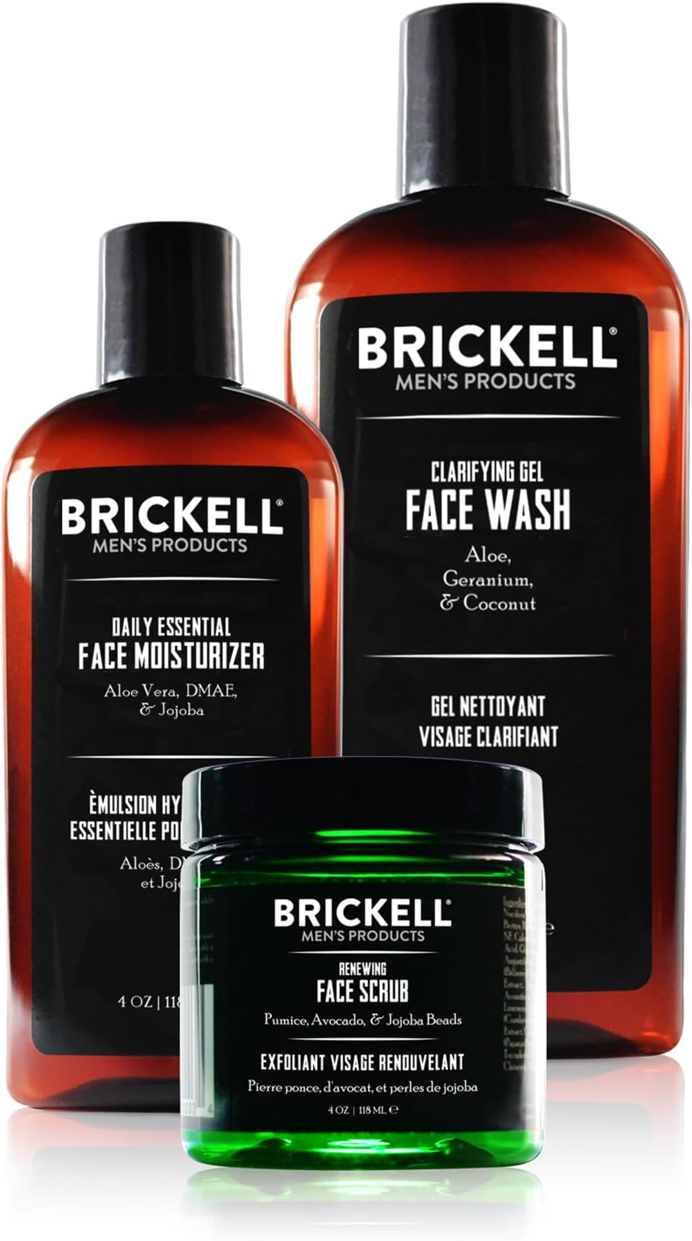 Daily Advanced Face Care Routine I, Gel Facial Cleanser Wash, Face Scrub, Facial Moisturizer Lotion, Natural and Organic Men's Skin Care Gift Set, Scented