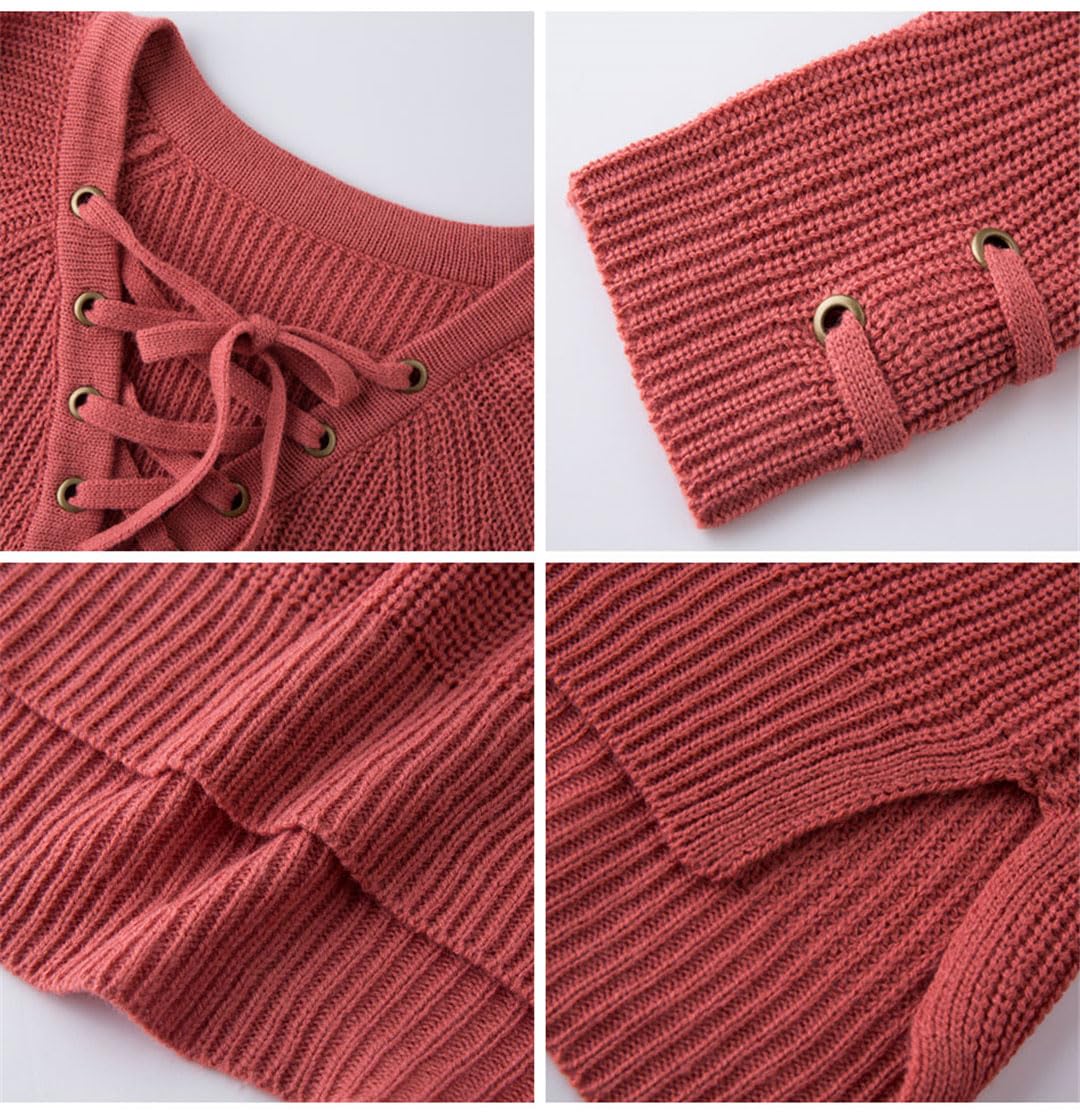 Vogrtcc Maglione invernale da donna a maniche lunghe lavorato a maglia
