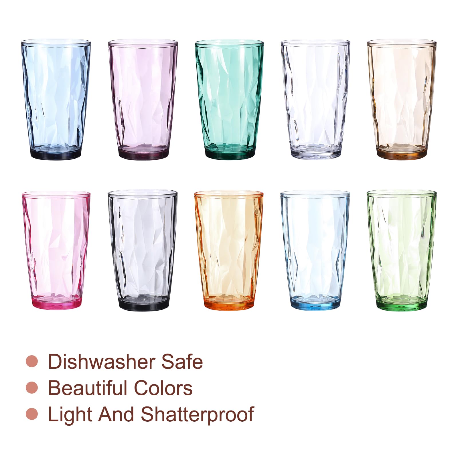 uxcell Lot de 2 verres à eau en acrylique de 500 ml réutilisables, incassables, empilables et passent au lave-vaisselle pour la maison, l'extérieur, les restaurants, vert