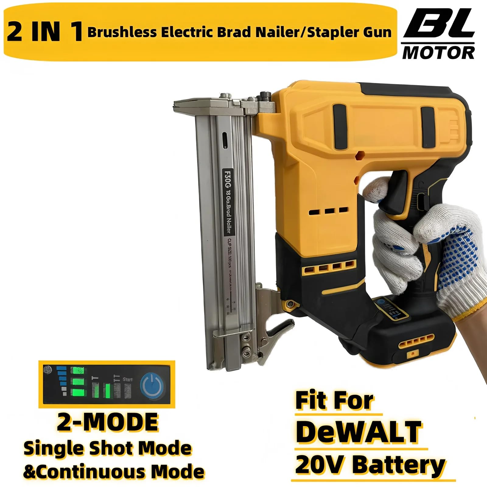 Pistola de clavos eléctrica recargable, herramienta inalámbrica de batería de litio para carpintería, carpintería y proyectos de bricolaje