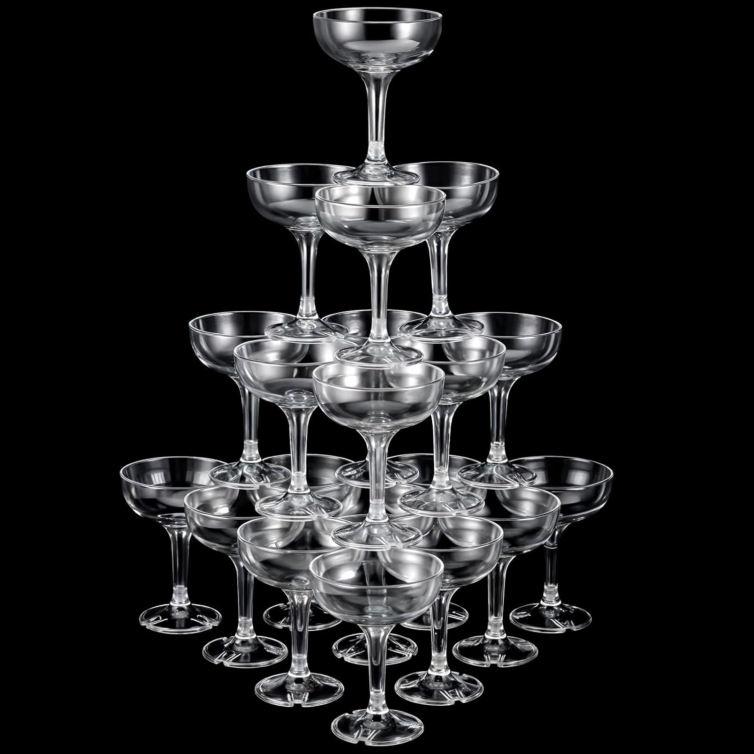 40 Pcs Acrylic Champagne Coupe Glasses, 5 oz Acrylic Martini Glasses for Party Champagne Tower, Unbreakable Margarita Coupe, Stackable Stemmed Margarita Coupes, for Wedding Birthday Party Bar
