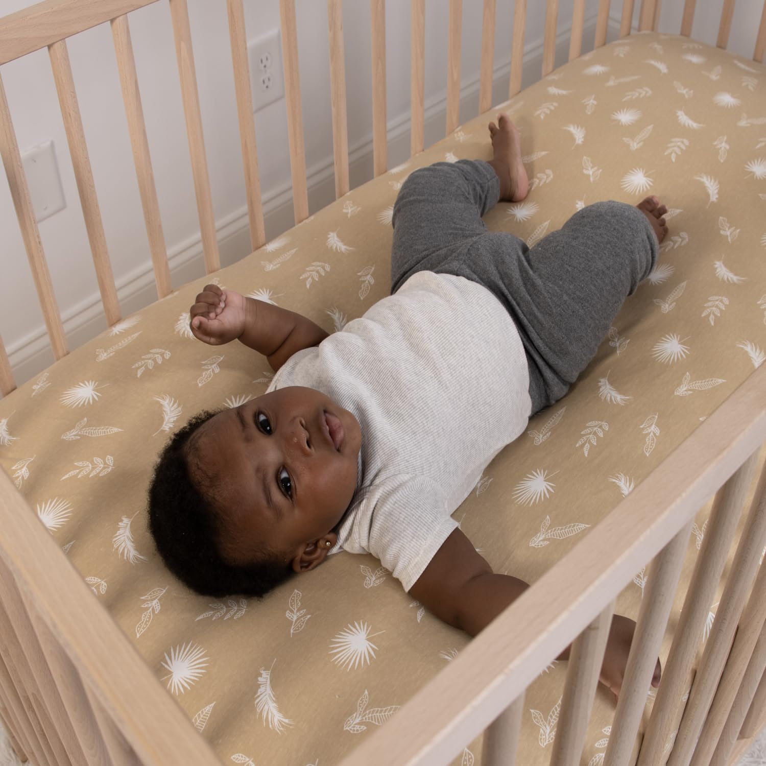 The Peanutshell Sábanas orgánicas para Cuna para niños o niñas, Transpirables, supersuaves, 100% algodón Jersey, decoración de guardería de Safari, Ropa de Cama de bebé de género Neutro, Juego de 4