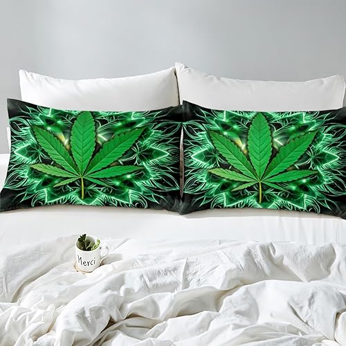 Miniatura 7 de Erosebridal Funda de edredón de hojas de cannabis, juego de ropa de cama de hojas de marihuana para niños, niñas y adolescentes, funda de edredón de