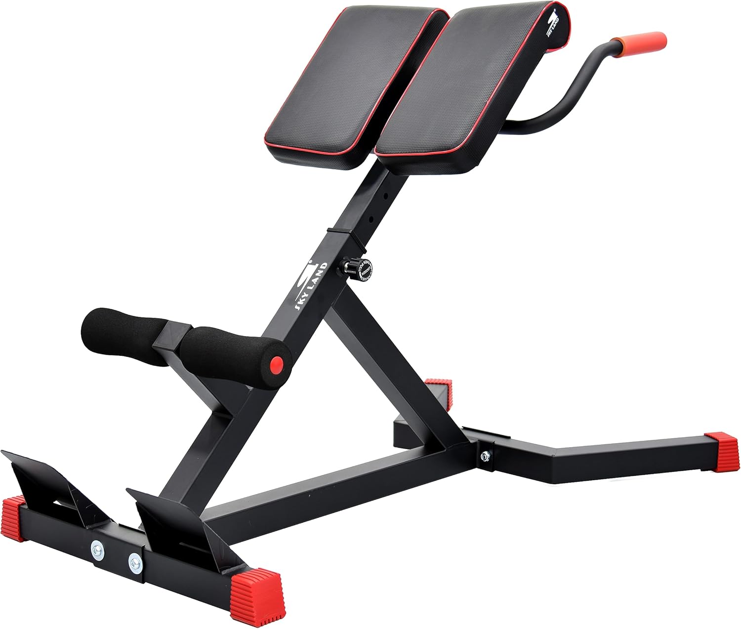 SKY LAND Adjustable Height Roman Chair Ab/Back Bench – Multi-Function Strength Training Workout Bench for Home Gym, EM-1850, Black/Red