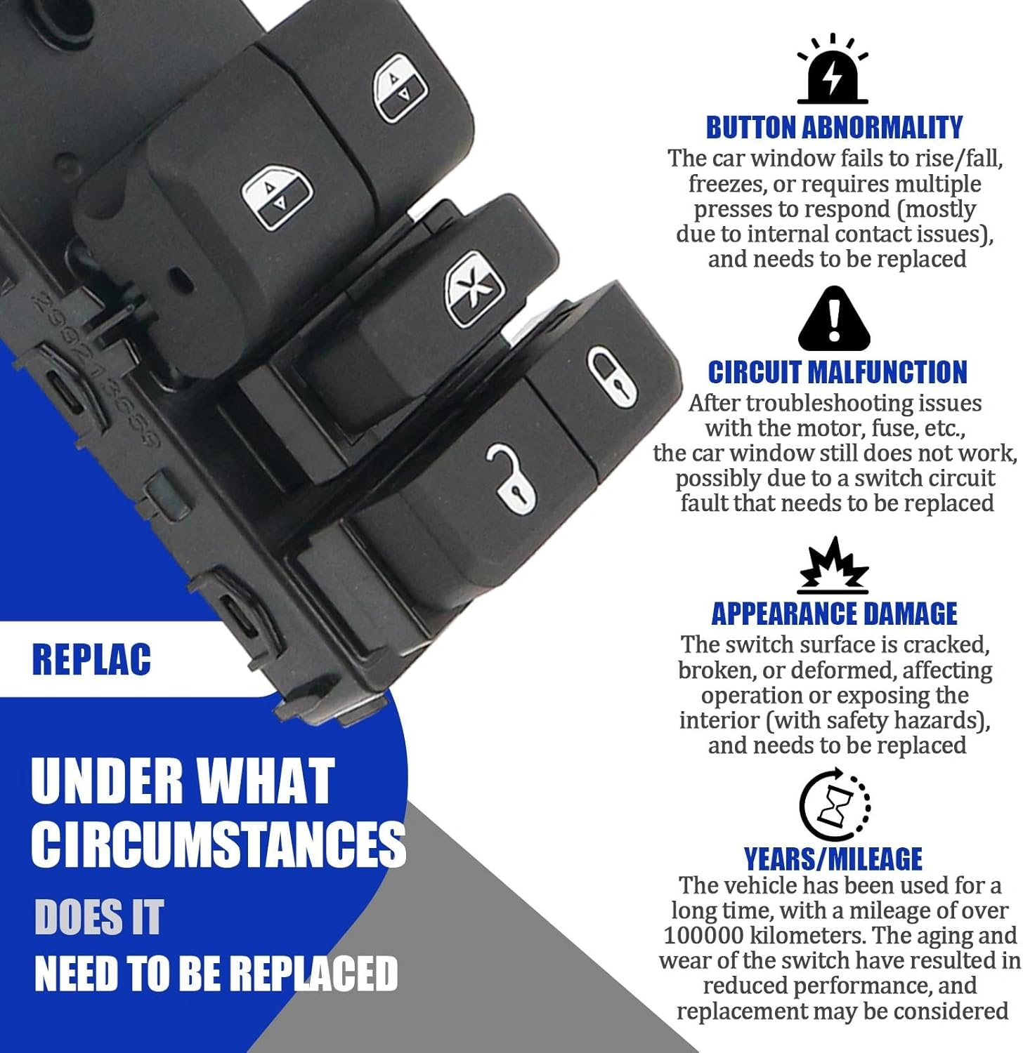 Left Front Driver Side Power Window Switch Compatible with 2021 2022 2023 Jeep Grand Cherokee Replace 68381732AC