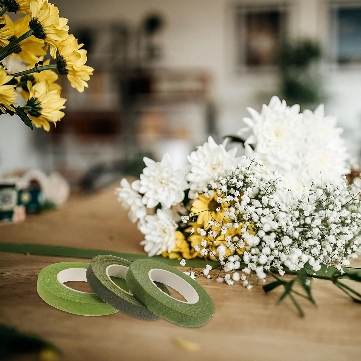 Floral Arrangement Kit Double-Sided Floral Tape and Stem Wire for Flower Bouquet Wrapping and Crafting in Colors and DIY Flower Arrangements Style