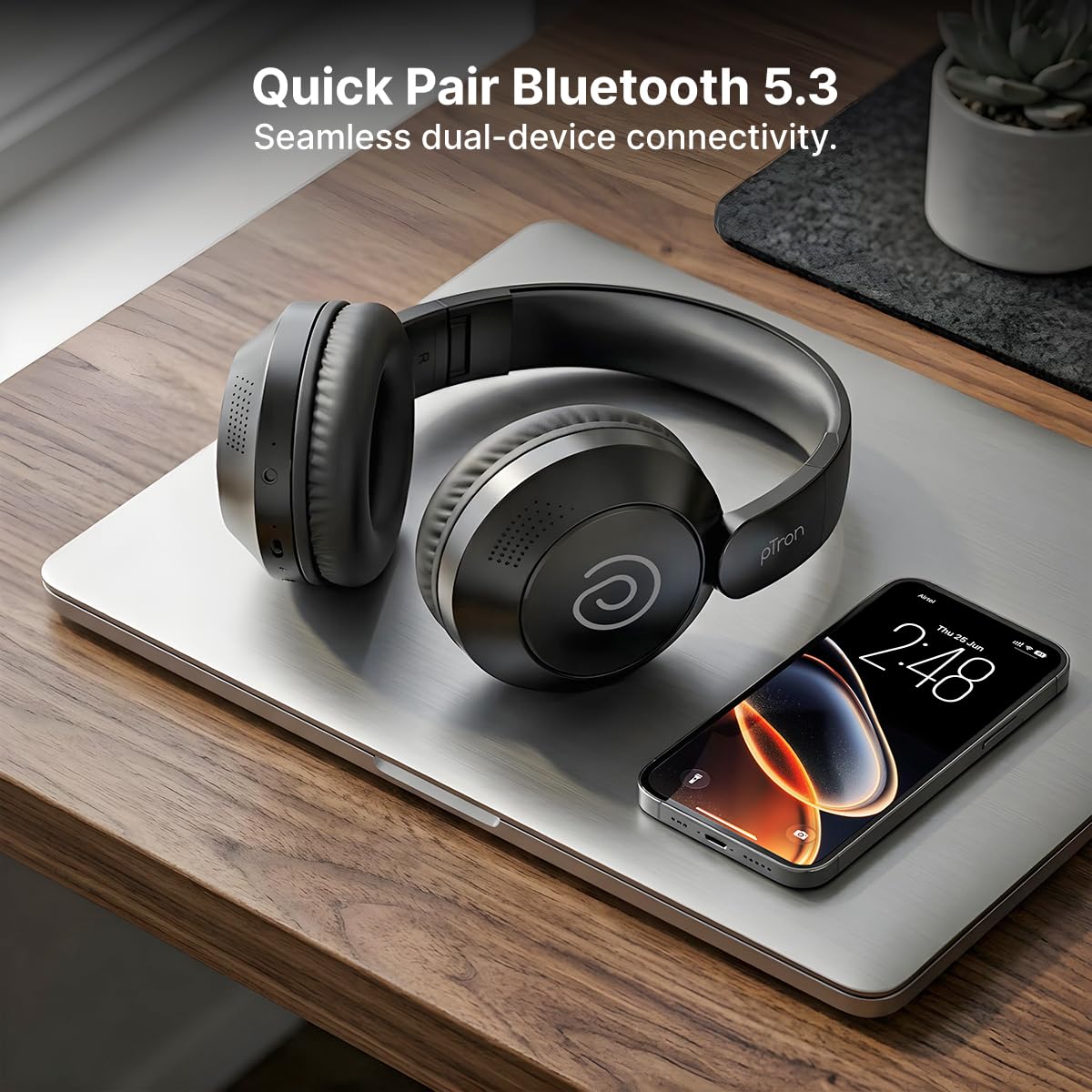 pTron Studio Evo Headphones: 70hr Battery, Bluetooth 5.3 -6 pTron Studio Evo Headphones: 70hr Battery, Bluetooth 5.3 -6