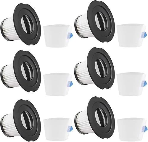 Paquete de 6 filtros HEPA compatibles con MOOSOO K17 aspiradora inalámbrica con pantalla de filtro (6 filtros HEPA y 6 pantallas de colador)