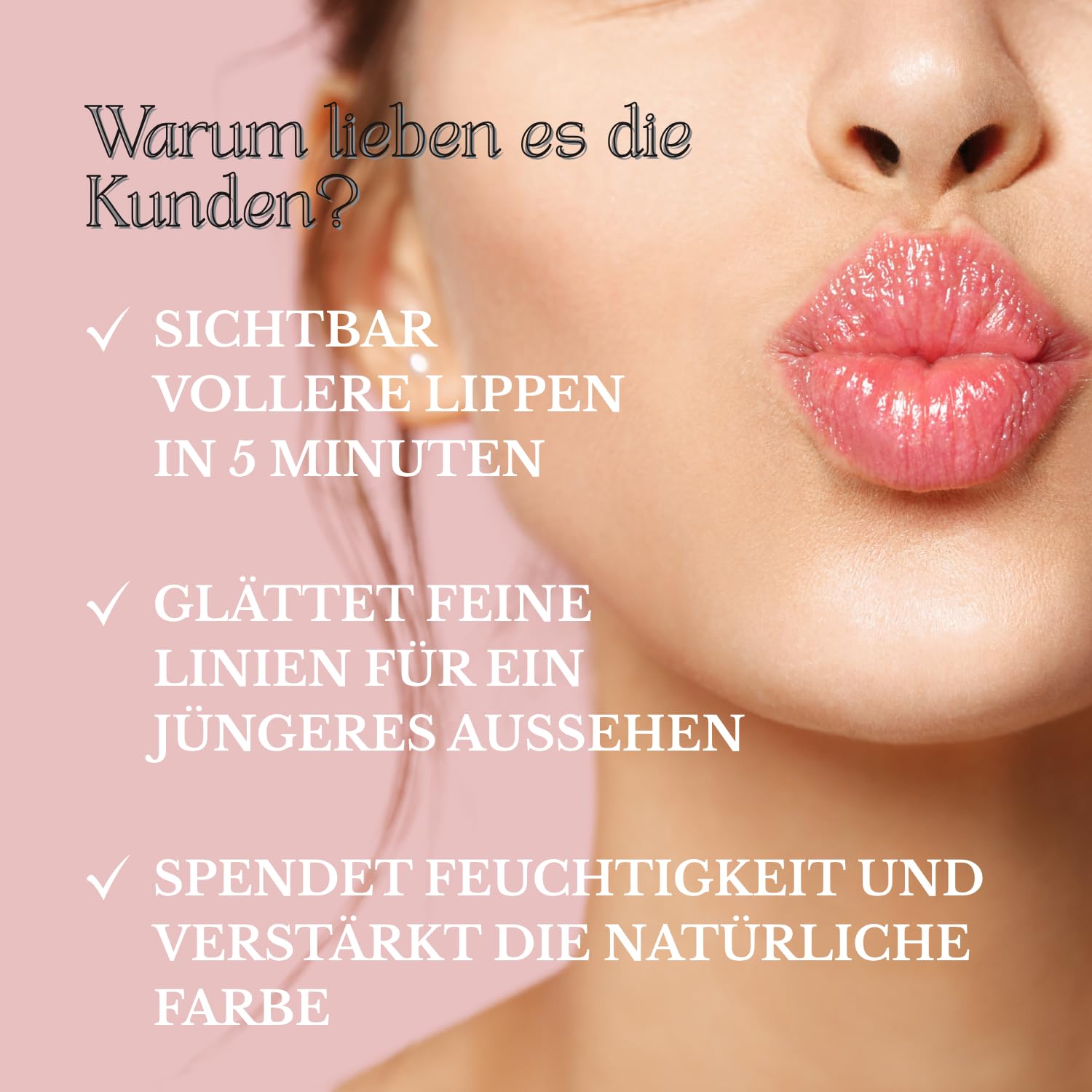Sofortiger Lippenauffüller | aufgefüllte & füllige Lippen | vollere & weichere Lippen | reduziertes Erscheinungsbild von feinen Linien | Hyaluronsäure | helles Serum | 5 ml