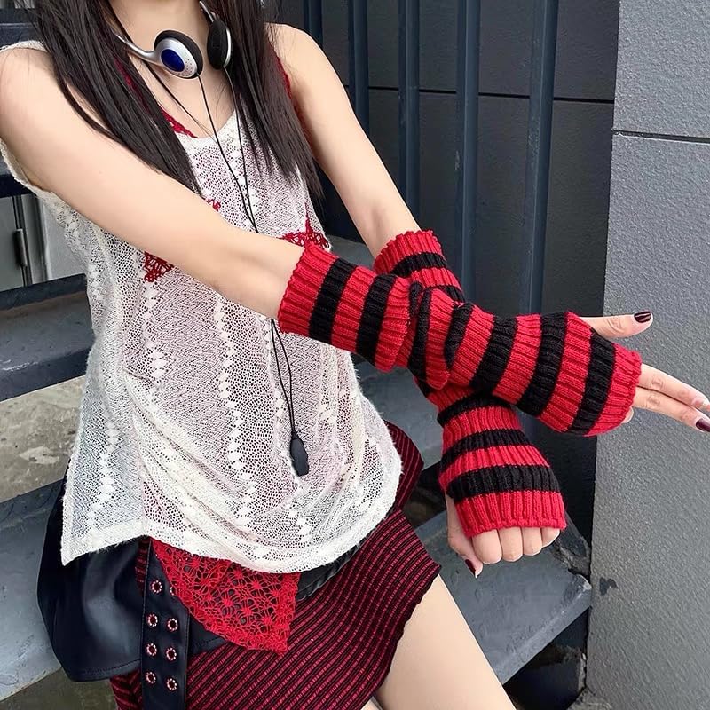 Women's Arm Warmers, Y2K Knitted Hand Warmers, Long Elastic Arm Warmers, Kawaii Fairy Style - Image 5
