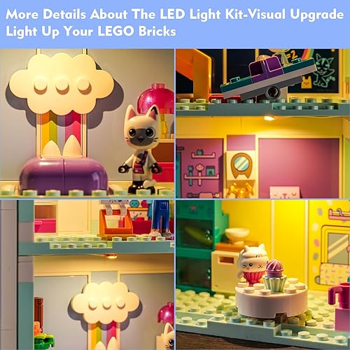 Miniatura 4 de Kit de luz LED compatible con Lego Gabby's Dollhouse 10788 (sin modelo, solo kit de luz), luz compatible con Lego 10788 Gabby's Dollhouse para