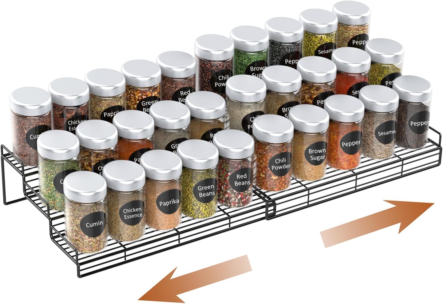 Housolution Spice Rack for Inside Cupboard, 2 Pack Expandable Cupboard