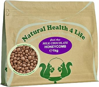 Natural Health 4 Life Carol Anne Milk Chocolate Honeycomb 1kg 1 Pouch   Resealable Pouch, 5g Protein/100g, Perfect for Parties, Baking & Events, UK Made