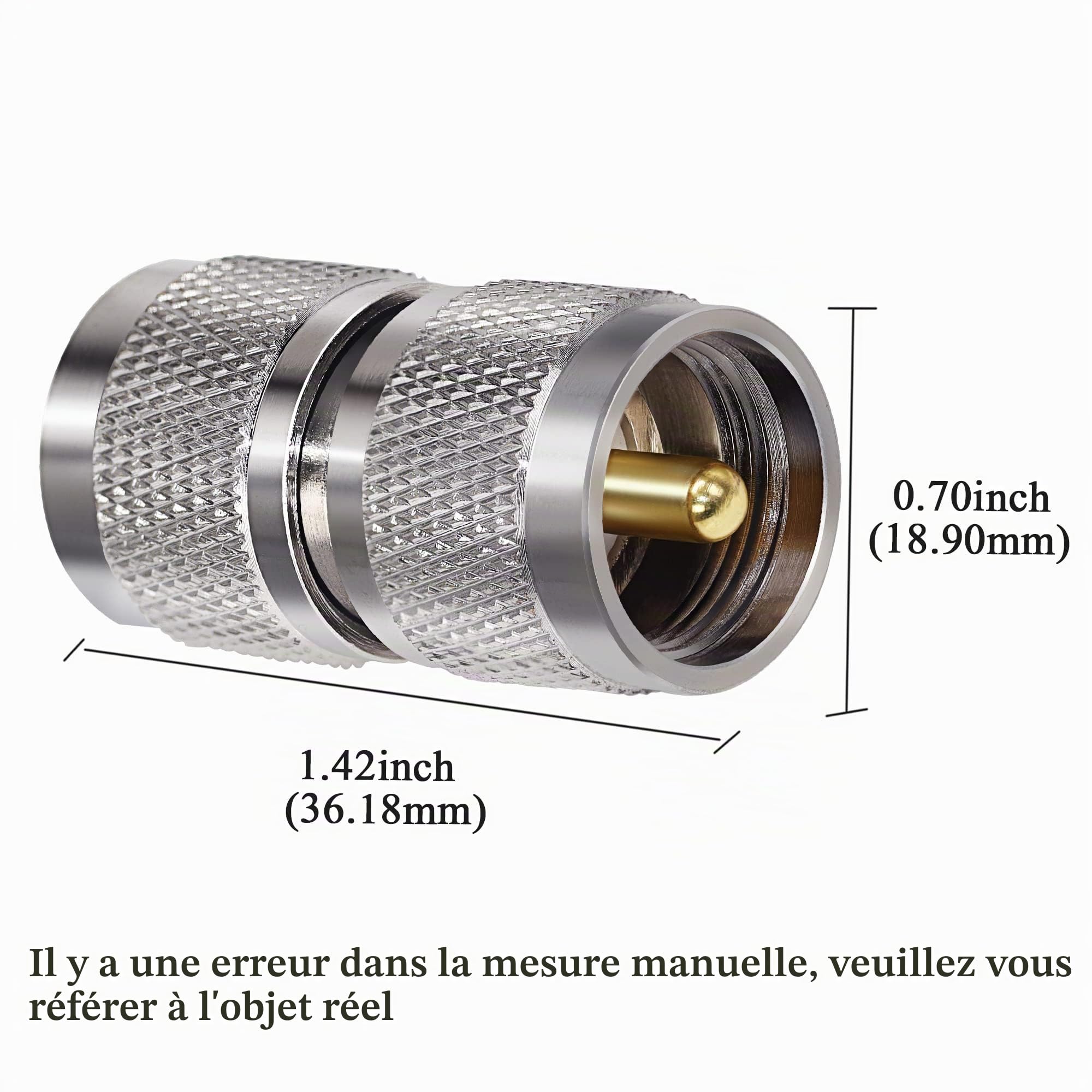 TUOLNK Connecteur coaxial UHF PL259 UHF mâle vers UHF mâle Adaptateur coaxial PL-259 connecteur pour câble d'extension 2 pièces
