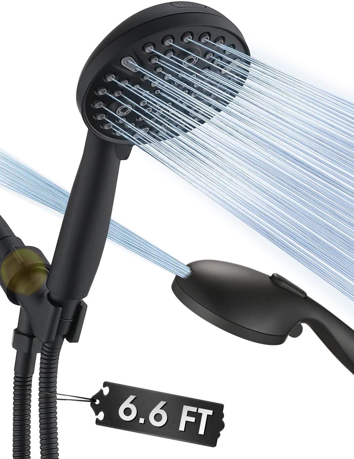 High Pressure 10 Setting Handheld Shower Head, 5" Detachable Showerhead