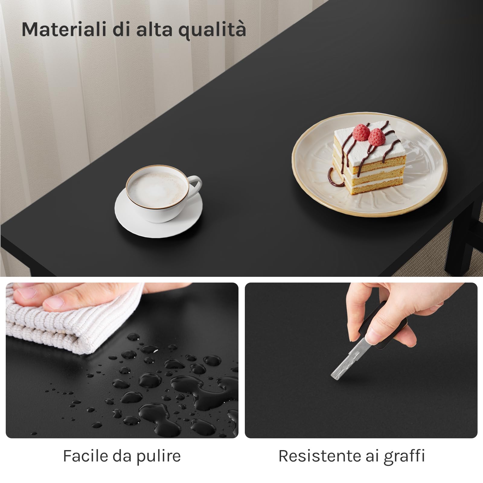 WOLTU Tavolo da Bar Rettangolare Alto Tavolino per Cucina in Metallo Legno 140x40x100 cm