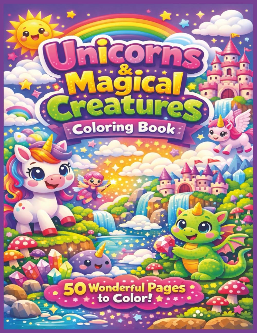 Unicorns & Magical Creatures Coloring Book for Kids: A Sparkly & Enchanting Coloring Adventure for Girls | Cute Unicorns, Fairies, Castles, Rainbows, ... Ages 4–10 (Color Nest Coloring Adventures)