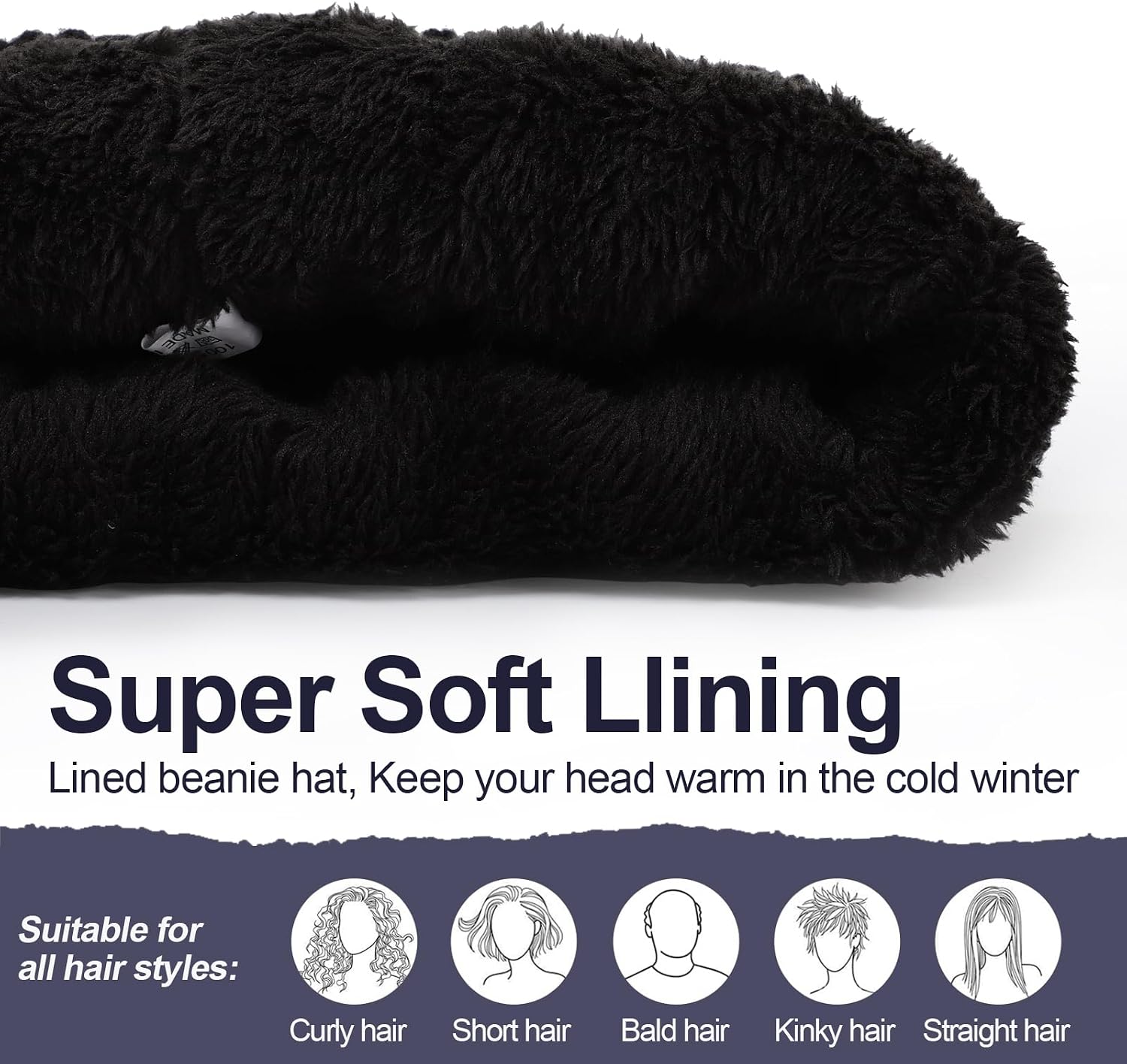 Mens Oversize XXL Winter Knit Warm Hat Fleece Beanie+Long Scarf+Touch Screen Gloves Set Skull Caps for Men Big Head image 2