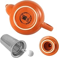 Vista 4 de London Pottery Tetera Farmhouse con infusor, cerámica, naranja, 2 tazas (20.3 fl oz)
