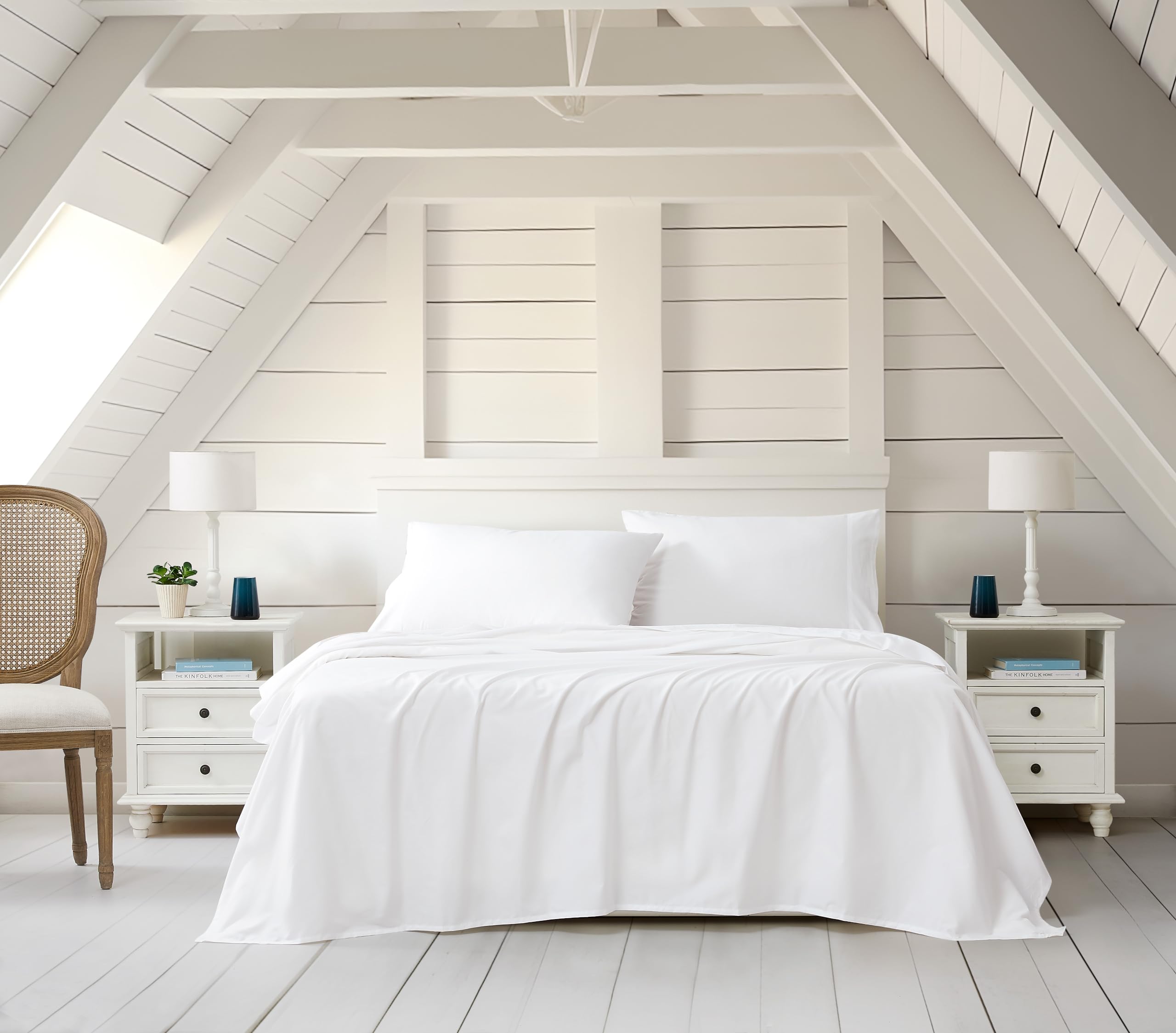 Linen ClosetLuxury Cotton Blend 4-Piece Sheet Set, Queen, White