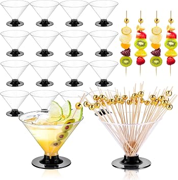 60Pcs Plastic Martini Glasses Disposable Cocktail Glasses for Parties