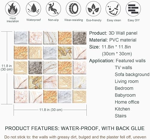 Vista 3 de 3D Wall Panels Brick Wallpaper Peel and Stick 10PCS Self Adhesive Removable Wall Panels Waterproof PVC Foam for Interior Wall Decor Soundproofing