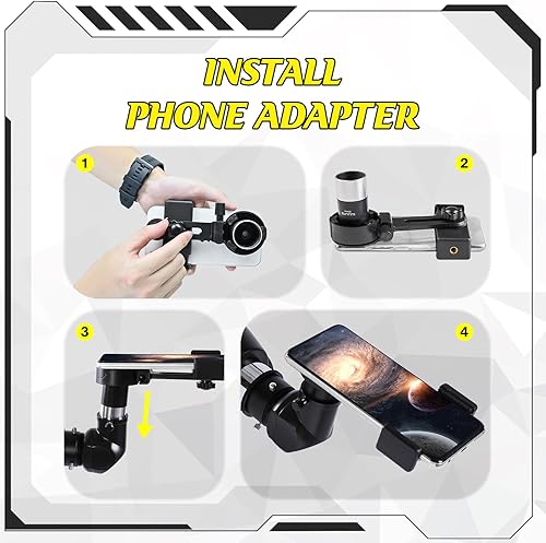 Miniatura 6 de Telescopio 3.543 in Apertura 35.433 in - Vertisteel AZ Mount Base, ajuste de alta precisión, aumento 45-450x, control remoto inalámbrico, adaptador