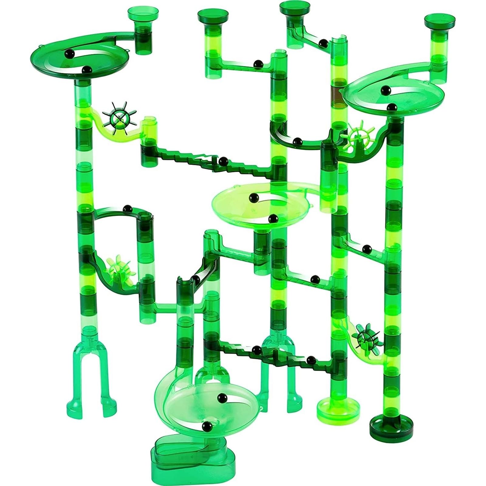 Marble Genius Marble Run - Juego de iniciación STEM para niños de 4 a 12 años, 130 piezas completas (80 piezas translúcidas marbulosas y 50 canicas de vidrio), juguetes de bloques de construcción,