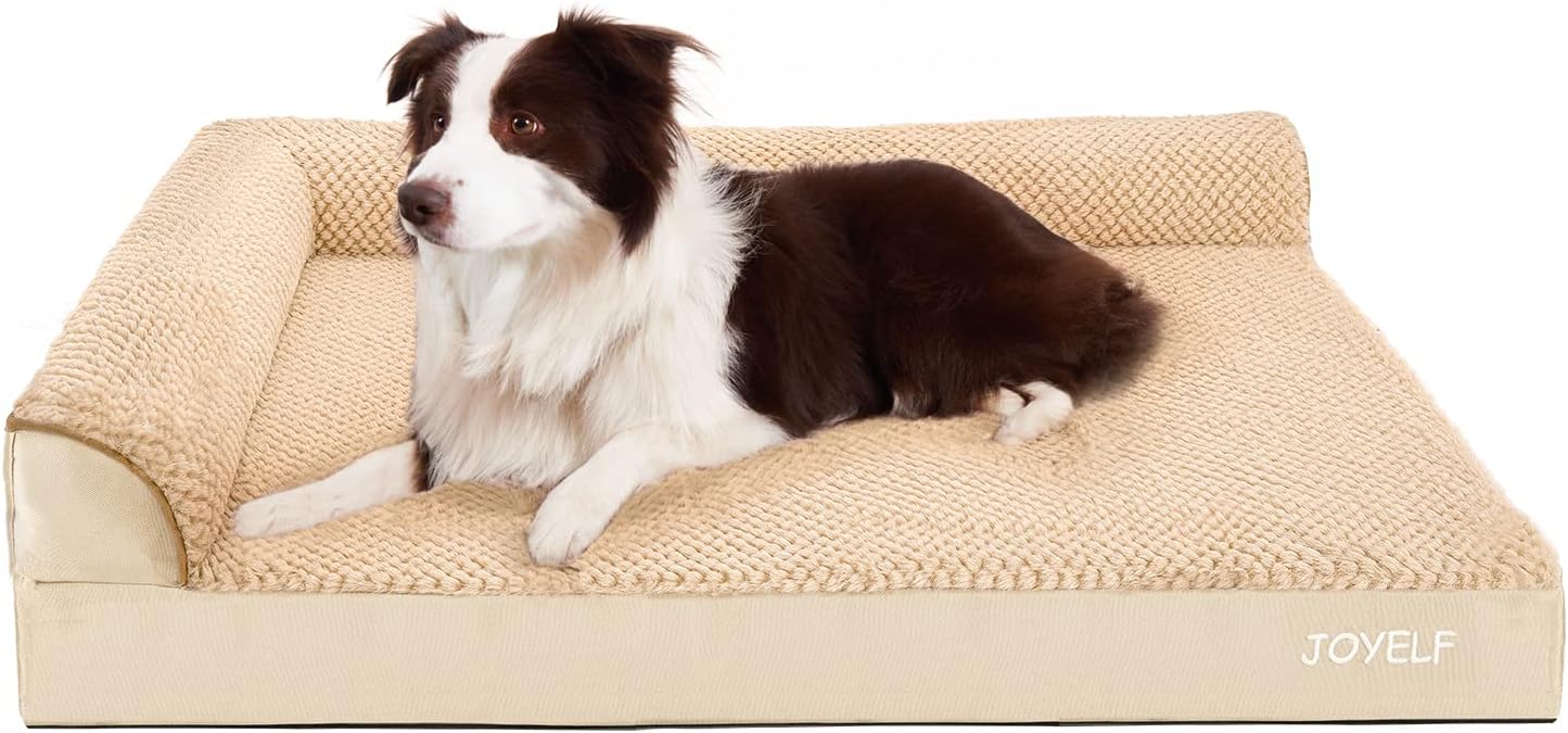JOYELF Orthopedic Dog Bed for Large Dogs, LShaped Foam Sofa Bed