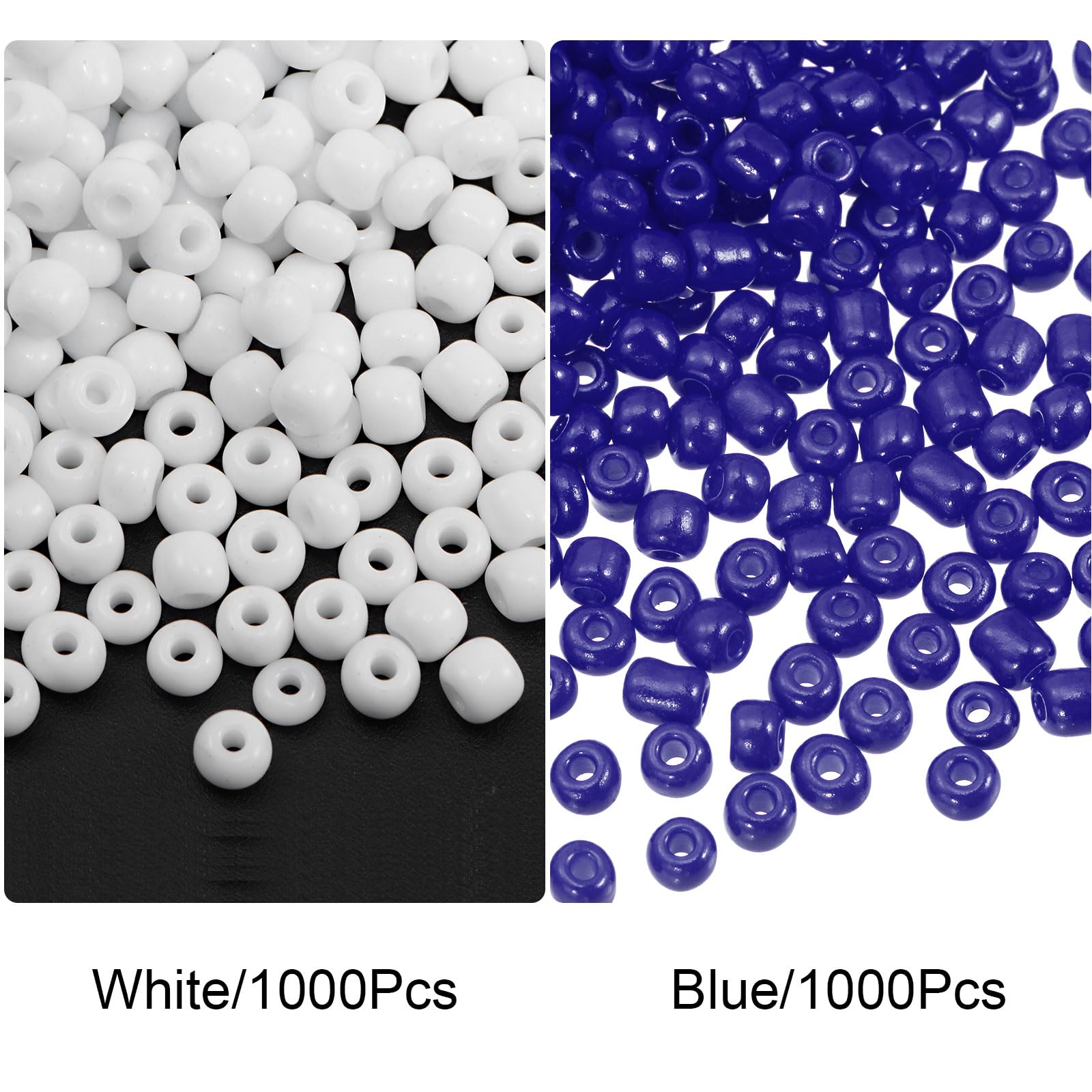 sourcing map 2000 piccole perline in vetro 6/0 4 mm, mini perline rotonde sfuse, sfuse, sfuse, sfuse, per collane, bracciali, orecchini, anelli, creazione di gioielli, blu scuro/bianco