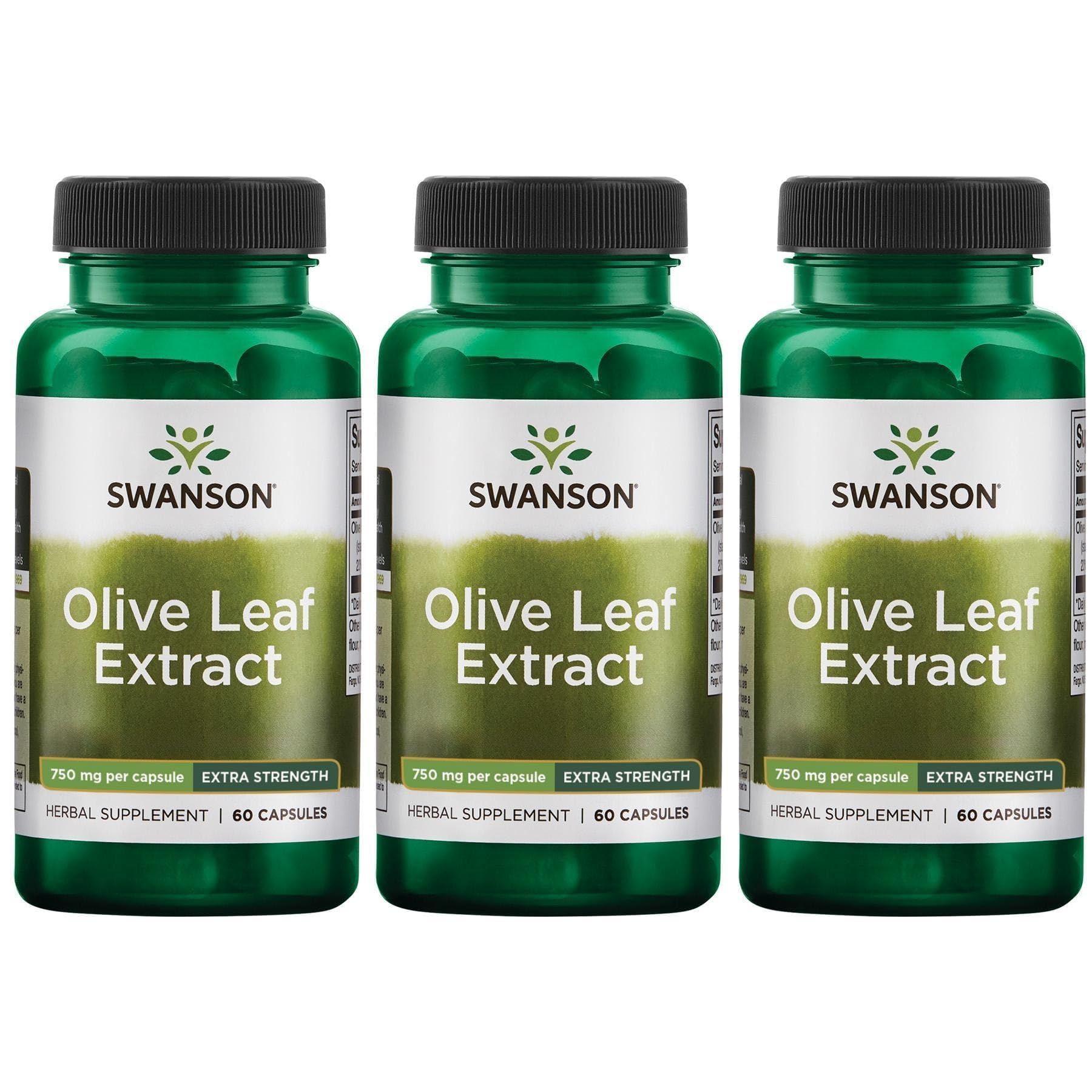 Swanson Olive Leaf Extract Heart Health, 60 Capsules, 3 Pack 60 Count (Pack of 3)