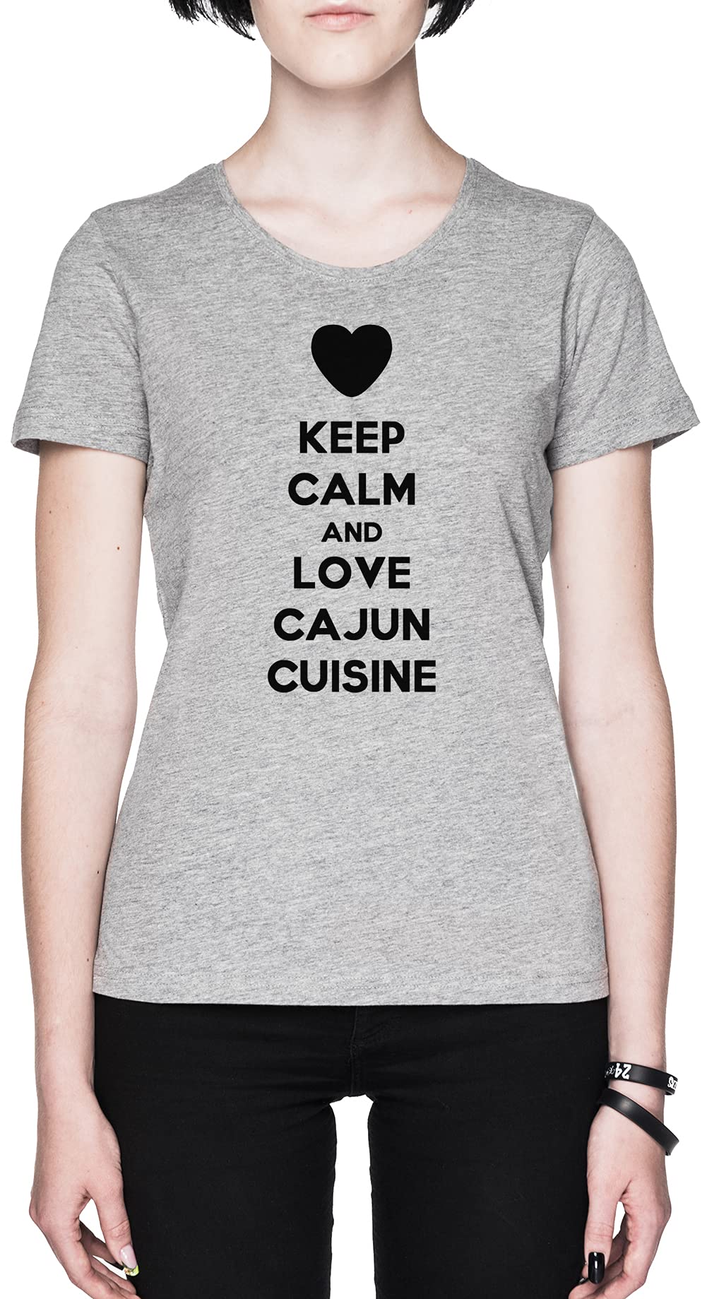 Keep Calm And Love Cajun Cuisine Szary Koszulka Kobiety Grey Women's T-shirt Tee