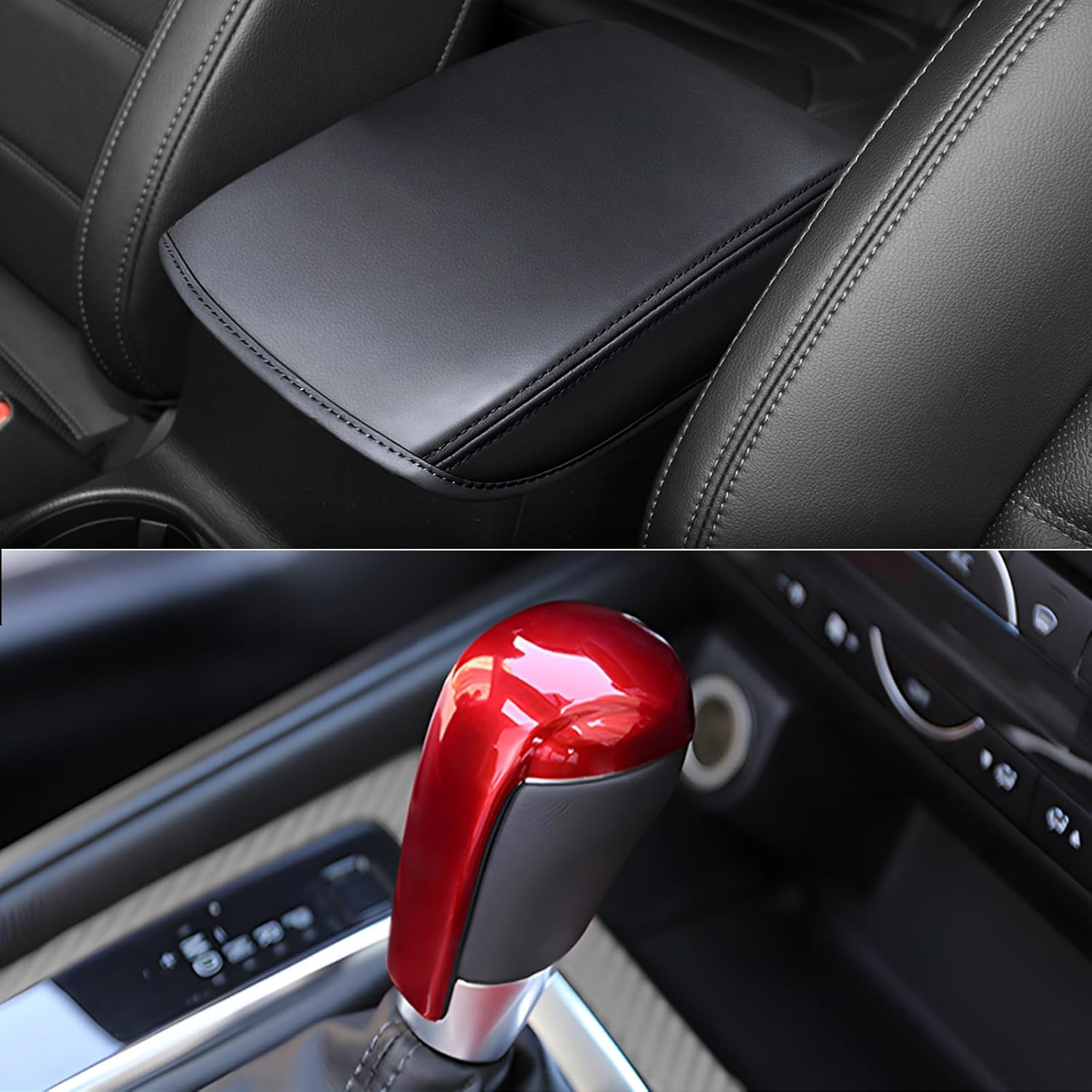 Gear Shift Knob Cover and Center Console Armrest Cover for Mazda CX5/CX-5 2018-2025 Accessories