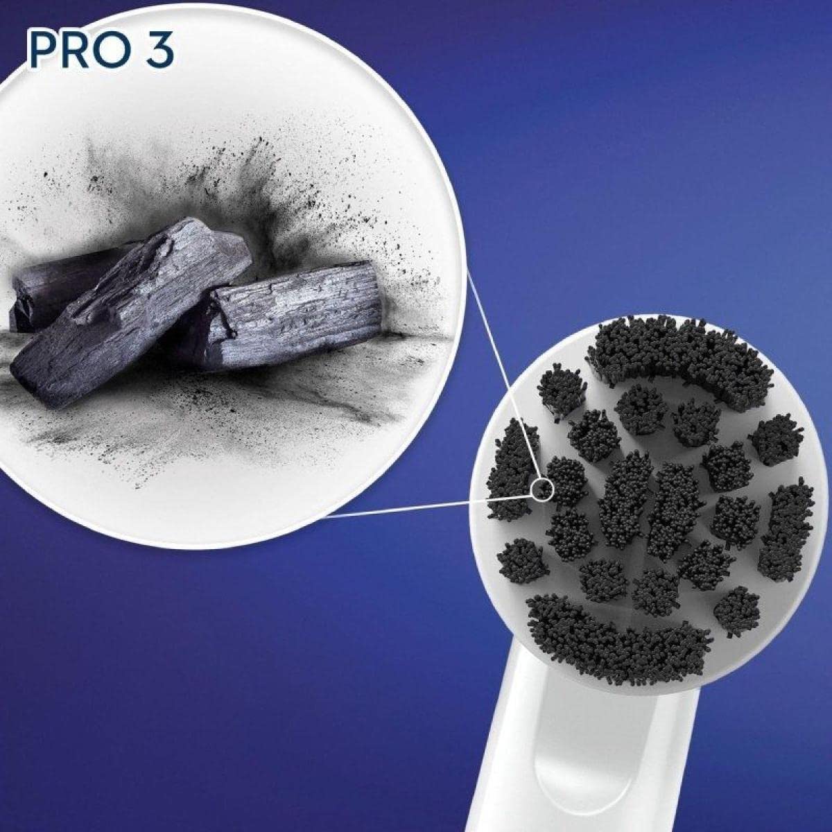 Oral-B PRO 3 3000 Pure Clean Elektrische Zahnbürste/Electric Toothbrush, mit 3 Putzmodi und visueller 360° Andruckkontrolle für Zahnpflege, Borsten mit Aktivkohle, Designed by Braun, schwarz