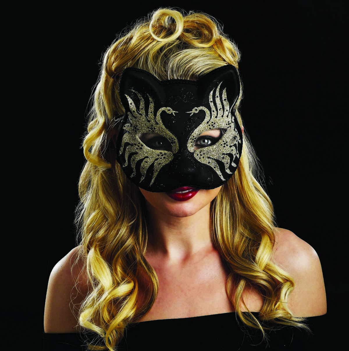 JJMS Trading Ltd Masquerade Masks For Women, Great For Masquerade Balls, Venetian Mask Parties, Chose From 4 Colours - Black/Gold